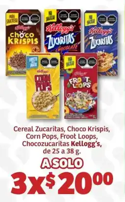 Soriana Híper Kellogg's Cereal Zucaritas, Choco Krispis, Corn Pops, Froot Loops, Chocozucaritas oferta