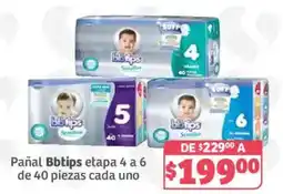 Soriana Híper Pañal Bbtips etapa 4 a 6 oferta