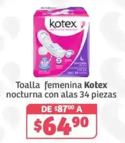 Soriana Híper Kotex toalla femenina nocturna con alas oferta