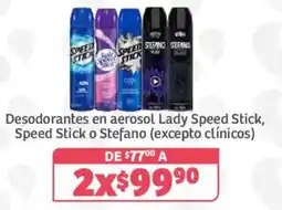 Soriana Híper Desodorantes en aerosol Lady Speed Stick, Speed Stick o Stefano (excepto clínicos) oferta