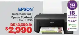 Soriana Híper Epson Impresora WiFi Epson EcoTank Mod. L1250 oferta
