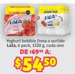 Soriana Híper Lala yoghurt bebible fresa o surtido oferta
