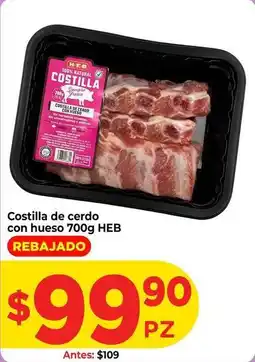 HEB Heb - costilla de cerdo con hueso oferta