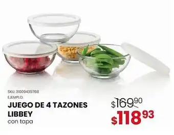 Libbey - juego de 4 tazones