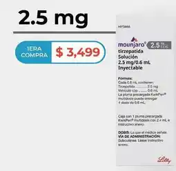 HEB Lilly - tirzepatida solución 2.5 mg/0.6 ml inyectable oferta