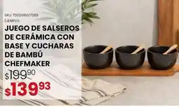Woolworth Chefmaker - juego de salseros de ceramica con base y cucharas de bambu oferta