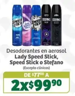 Soriana Súper Lady speed stick, speed stick o stefano Desodorantes en aerosol oferta