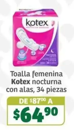 Soriana Súper Kotex toalla femenina nocturna con alas oferta