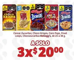 Soriana Súper Kellogg's Cereal Zucaritas, Choco Krispis, Corn Pops, Froot Loops, Chocozucaritas oferta