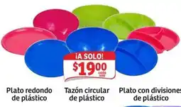 Soriana Express Plato redondo de plástico Tazón circular de plástico Plato con divisiones de plástico oferta