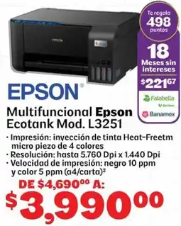 Soriana Express Epson Multifuncional Epson Ecotank Mod. L3251 oferta