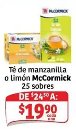 Soriana Express McCormick Té de manzanilla o limón oferta