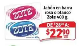 Soriana Express Zote jabón en barra rosa o blanco oferta