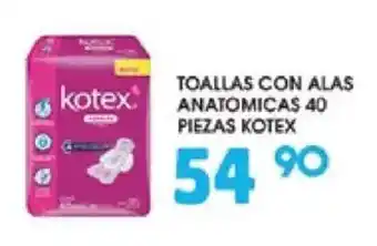 Kotex toallas con alas anatomicas