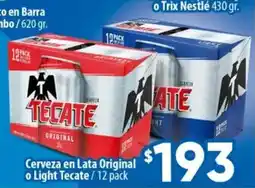 Calimax Tecate Cerveza en Lata Original o Light oferta