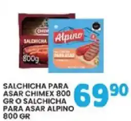 Alsuper salchicha para asar chimex 800 gr o salchicha para asar alpino 800 gr oferta