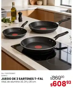 DelSol T-fal juego de 3 sartenes vital oferta