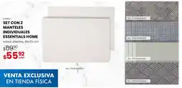 DelSol Essentials home set con 2 manteles individuales oferta
