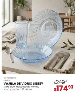DelSol Libbey vajilla de vidrio misty blue oferta