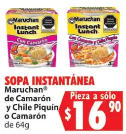 Casa Ley Maruchan sopa instantánea de camarón y chile piquín o camarón oferta