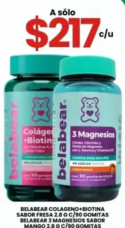 Farmapronto Belabear colágeno+biotina sabor fresa 2.8 g c/90 gomitas belabear 3 magnesios sabor mango 2.8 g c/90 gomitas oferta