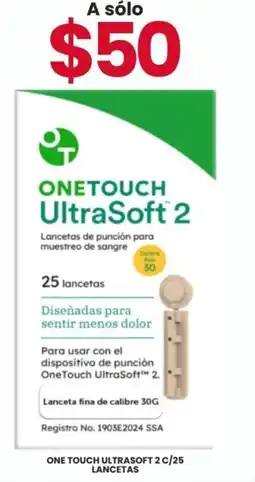 Farmapronto One touch ultrasoft 2 c/25 lancetas oferta