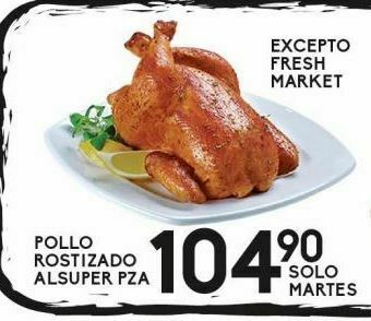Alsuper Pollo rostizado alsuper pza oferta