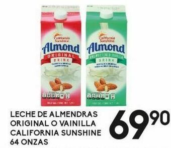 Alsuper Leche de almendras original o vainilla california sunshine 64oz oferta