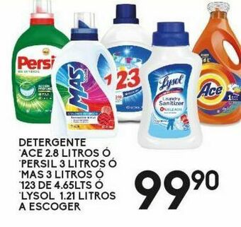 Alsuper Detergente ace 2,8l o persil 3l o mas 3l o 123 4,65l oferta