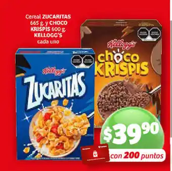Soriana Híper Cereal ZUCARITAS 665g y CHOCO KRISPIS 600g KELLOGG'S cada Uno oferta