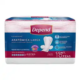 Farmacias YZA Depend Femenine Anatomica Larga 10 Pzas oferta