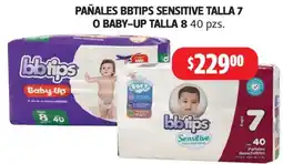 Farmacias Guadalajara bbtips pañales sensitive talla 7 o baby-up talla 8 oferta