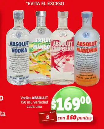 Soriana Híper Vodka ABSOLUT 750 ml variedad cada uno oferta