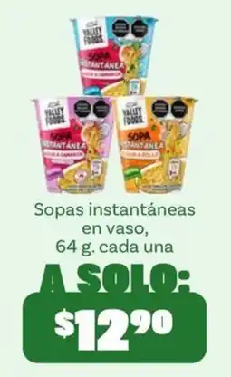 Soriana Mercado Valley Foods sopas instantáneas en vaso oferta