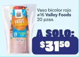 Soriana Mercado Valley Foods Vaso bicolor rojo oferta