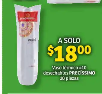 Soriana Híper Vaso termico #10 desechables PRECISSIMO 20 Piezas oferta