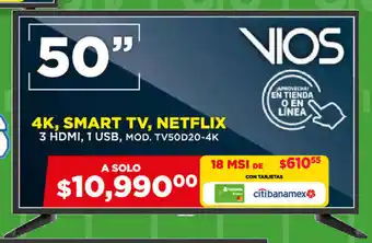 VIOS 4K, Smart TV, NETFLIX 50"