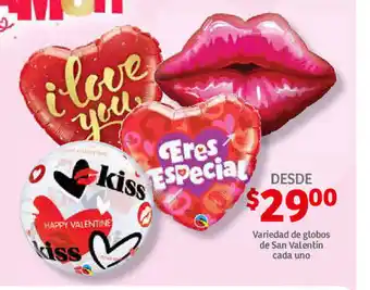 Variedad de globos de San Valentin cada uno