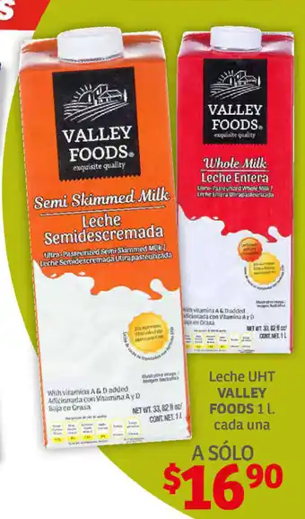Soriana Híper Leche UHT Valley Foods 1 L cada una oferta