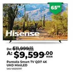 Office Depot Hisense Pantalla Smart TV QD7 4K UHD MiniLED oferta
