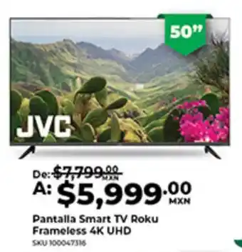 JVC Pantalla Smart TV Roku Frameless 4K UHD