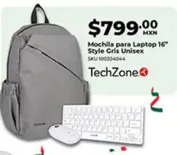 Office Depot TechZone Mochila para Laptop 16" Style Gris Unisex oferta