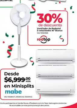 Office Depot redtop Ventilador de Pedestal 3 velocidades 16" Blanco oferta