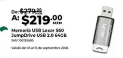 Office Depot Lexar Memoria USB S60 JumpDrive USB 2.0 64GB oferta