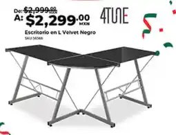 Office Depot 4tune Escritorio en L Velvet Negro oferta