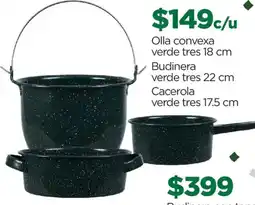 Chedraui Olla convexa verde tres Budinera verde tres Cacerola verde tres oferta
