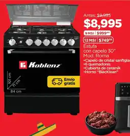 Chedraui Koblenz Estufa con capelo 30" Mod. Roma oferta