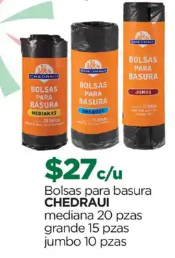 Chedraui Chedraui bolsas para basura mediana 20 pzas grande 15 pzas jumbo 10 pzas oferta