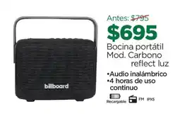 Chedraui Billboard bocina portátil mod. carbono reflect luz oferta