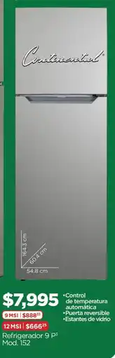 Chedraui Continental refrigerador 9 P3 mod.152 oferta